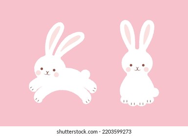 fondo vectorial con conejos corriendo y sentados para carteles, tarjetas de felicitación, volantes, fondos de pantalla de medios sociales, etc.