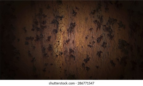 Vector background of rust metal. Grunge brown texture.