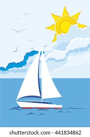 vector background with sailboat floating on sea