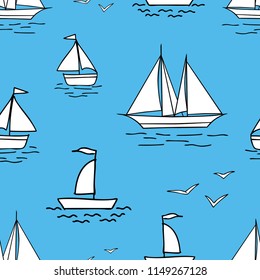 Vector background of sailboats in the sea