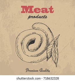 Vector background of Sausage and Bay leaf
