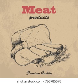 Vector background of sausages. Vector illustration for your design
