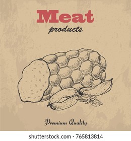 Vector background of sausages. Vector illustration for your design