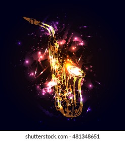 Vector background with saxophone. Vector illustration