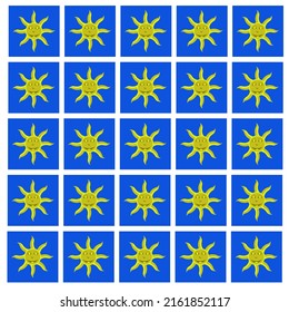 Vector background scandinavian sun in square, color yellow and blue