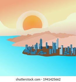 Vector background scenery with gradient color nature view design in modern and simple