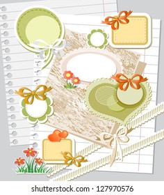 Vector background with scrapbook elements