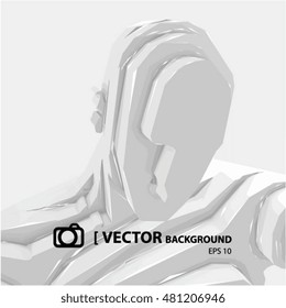 VECTOR  BACKGROUND , Sculpture - human head, grey color