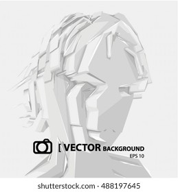 VECTOR BACKGROUND , Sculpture - human head, grey color