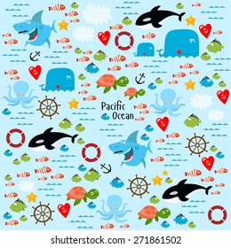 Vector background with sea animals