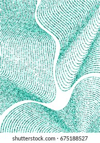 Vector background with sea green and emerald color circles. Curve lines of multiple colorful round confetti on white backdrop. Abstract striped pattern, geometric shapes scatter, greenery backdrop.