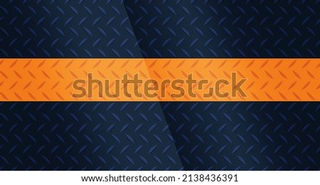 Vector background seamless diamond plate, pattern industrial flooring metal. Wall floor powerful diamond-shaped graphic retro gold-orange stripe on dark blue Background abstract decorate. Illustration