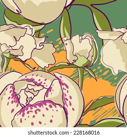 vector background Seamless floral background with peonies