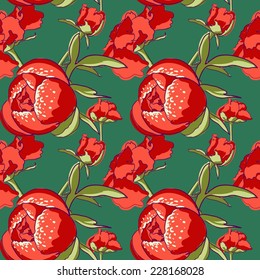vector background Seamless floral background with peonies