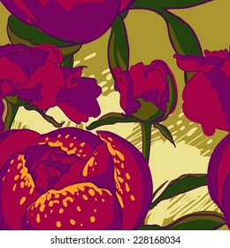 vector background Seamless floral background with peonies