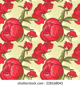 vector background Seamless floral background with peonies