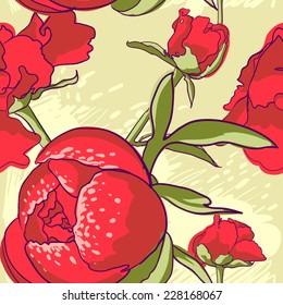 vector background Seamless floral background with peonies