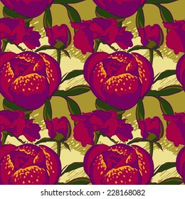 vector background Seamless floral background with peonies