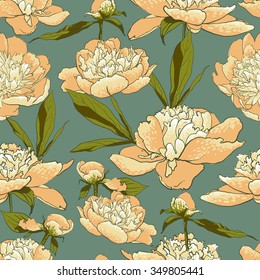 vector background Seamless floral background with peonies 