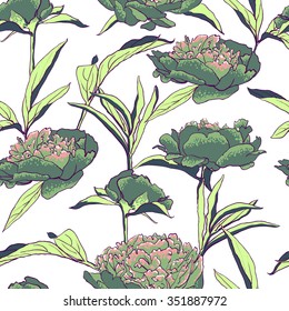vector background Seamless floral background with peonies 