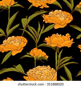 vector background Seamless floral background with peonies 