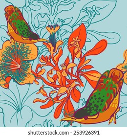 vector background Seamless floral background with petunia