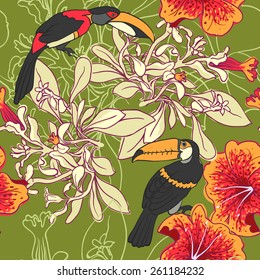 vector background Seamless floral background with petunia