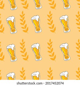 Vector background seamless pattern of beer. Perfect for banner and flyer decoration.