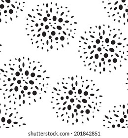 vector background, seamless pattern with black flower elements, geometric design, vector illustration