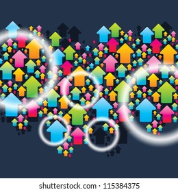 Vector background with seamless pattern of color arrows  Simple illustration with concept of movement