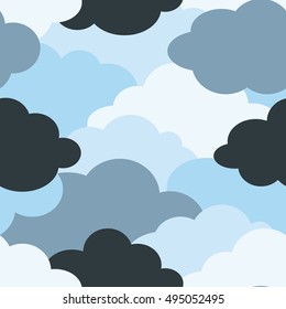 vector background seamless pattern of cool sky blue clouds