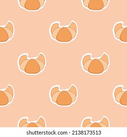 vector background seamless pattern of croissants on brown background , hand drown , wrapping paper or packaging ideas