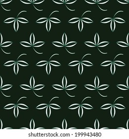 vector background, seamless pattern with dark green and white floral elements, geometric design, vector illustration