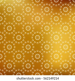 Vector background with seamless pattern decorated with lines and dots in golden color. Modern design template