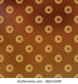 Vector background with seamless pattern decorated with lines and dots in golden color. Modern design template