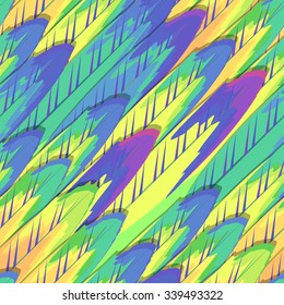 Vector background, seamless pattern with feathers