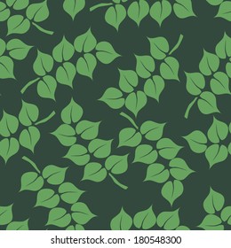 vector background, seamless pattern with  green leafs, geometric design, vector illustration