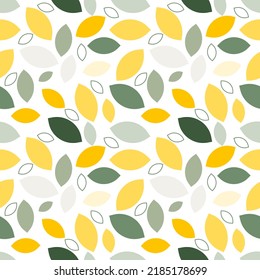 vector background seamless pattern of green and yellow leaves on white background suitable for paper covers or textile patterns ideas. vector illustration
