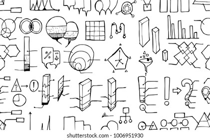 Vector Background Seamless pattern with hand drawn Data doodle