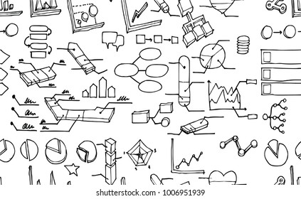 Vector Background Seamless pattern with hand drawn Data doodle