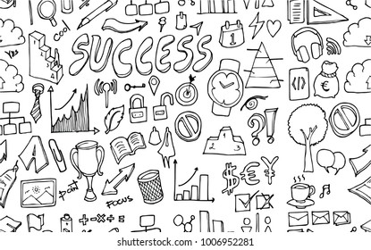 Vector Background Seamless pattern with hand drawn Business doodle