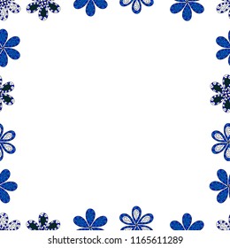 Vector Background seamless pattern with hand drawn Frame doodle. Doodle frame consists of white, blue and black border. Seamless.