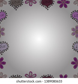 Vector Background seamless pattern with hand drawn Frame doodle. Doodle frame consists of black, pink and white border. Seamless.