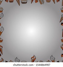 Vector Background seamless pattern with hand drawn Frame doodle. Seamless pattern. Doodles frame consists of orange and white border.