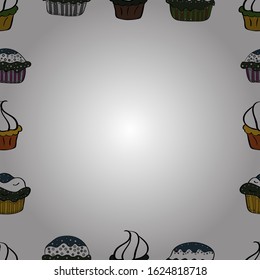 Vector Background seamless pattern with hand drawn Frame doodle. Seamless. Doodle frame consists of gray, black and white border.