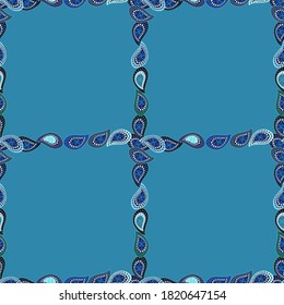 Vector Background seamless pattern with hand drawn Frame doodle. Seamless pattern. Doodles frame consists of green, neutral and blue border.