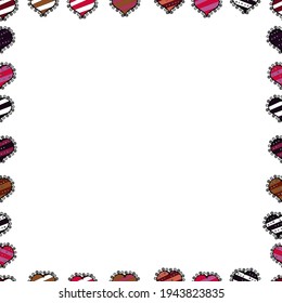 Vector Background seamless pattern with hand drawn Frame doodle. Doodles frame consists of black, white and red border. Seamless pattern.