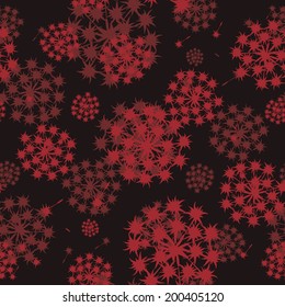 vector background, seamless pattern with red floral elements, geometric design, vector illustration