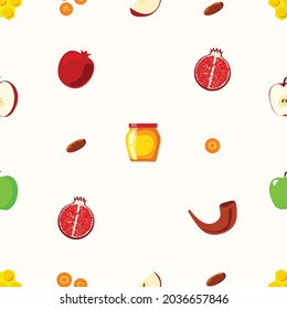 Vector background seamless pattern of rosh hashanah. Jewish new year.