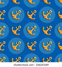 Vector background seamless pattern with sea and river anchors.